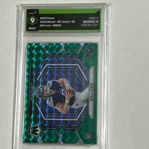 Will Levis QB 2023 Mosaic NFL Debut Green Prizm Degree Graded 9 RC Tennessee NFL